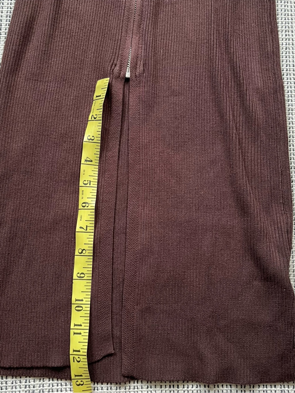 Brown Ribbed Zip-Front Dress - Riley & James Size Small - Picture 6 of 7